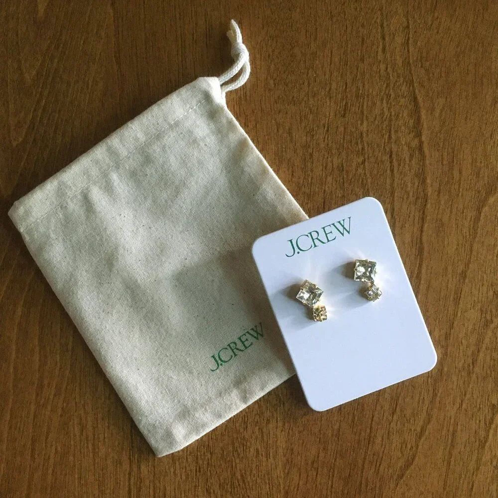 J. Crew square gem earrings NWT